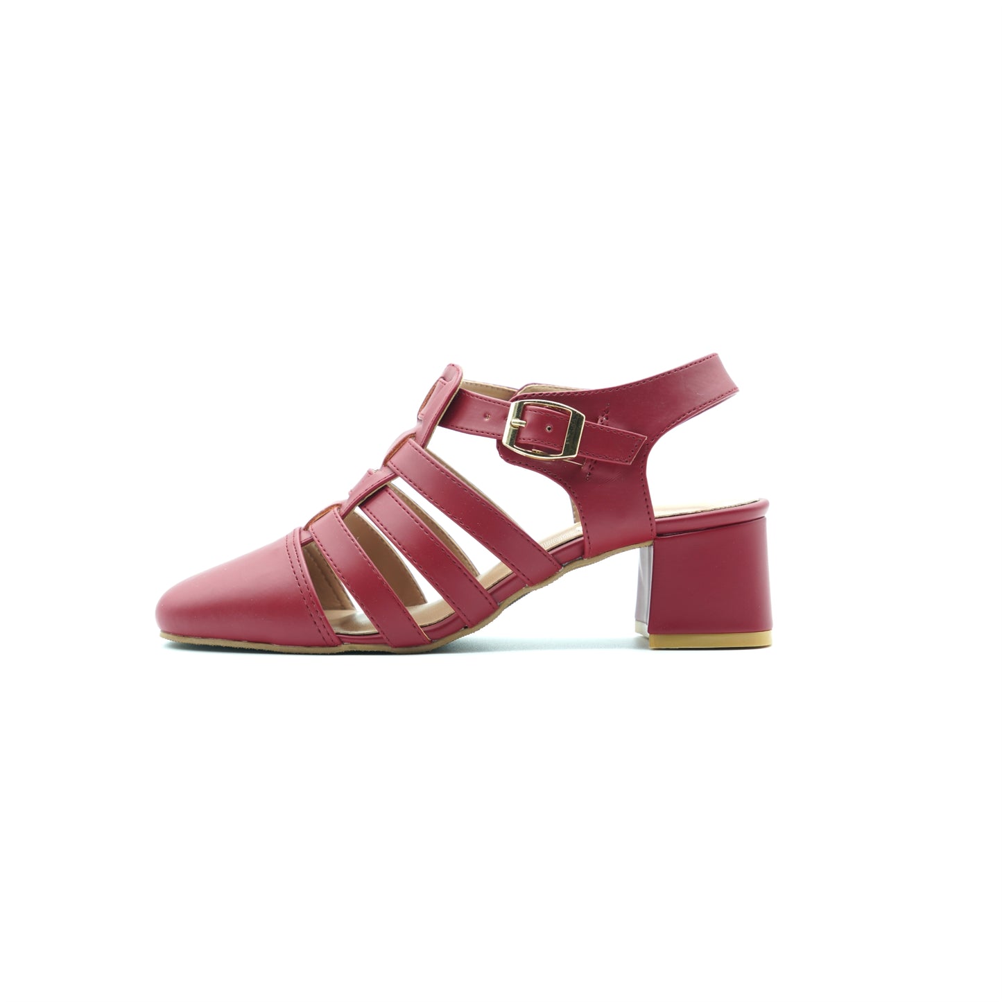 Red Strappy Block Heel Sandals