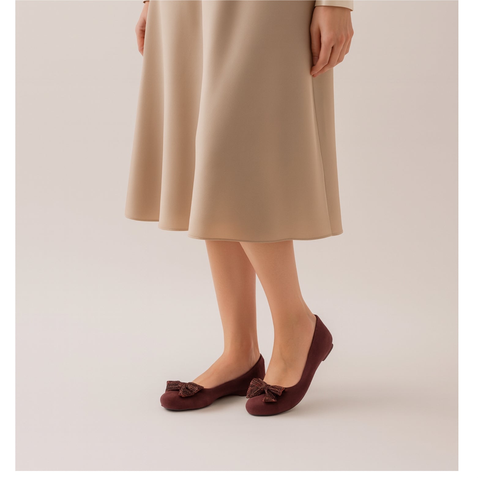 Maroon Bow Suede Flats 195