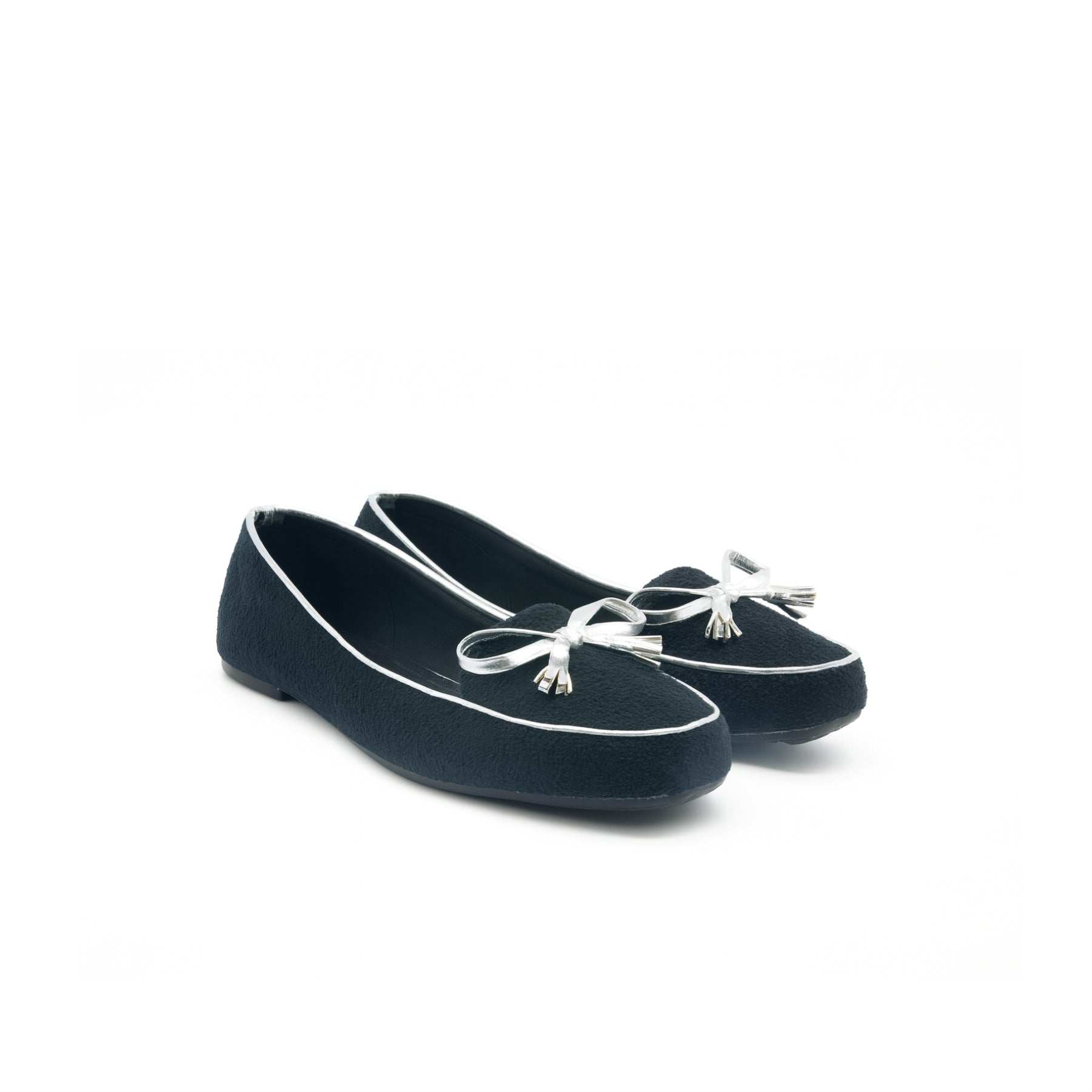 Black Silver Bow Flats0163
