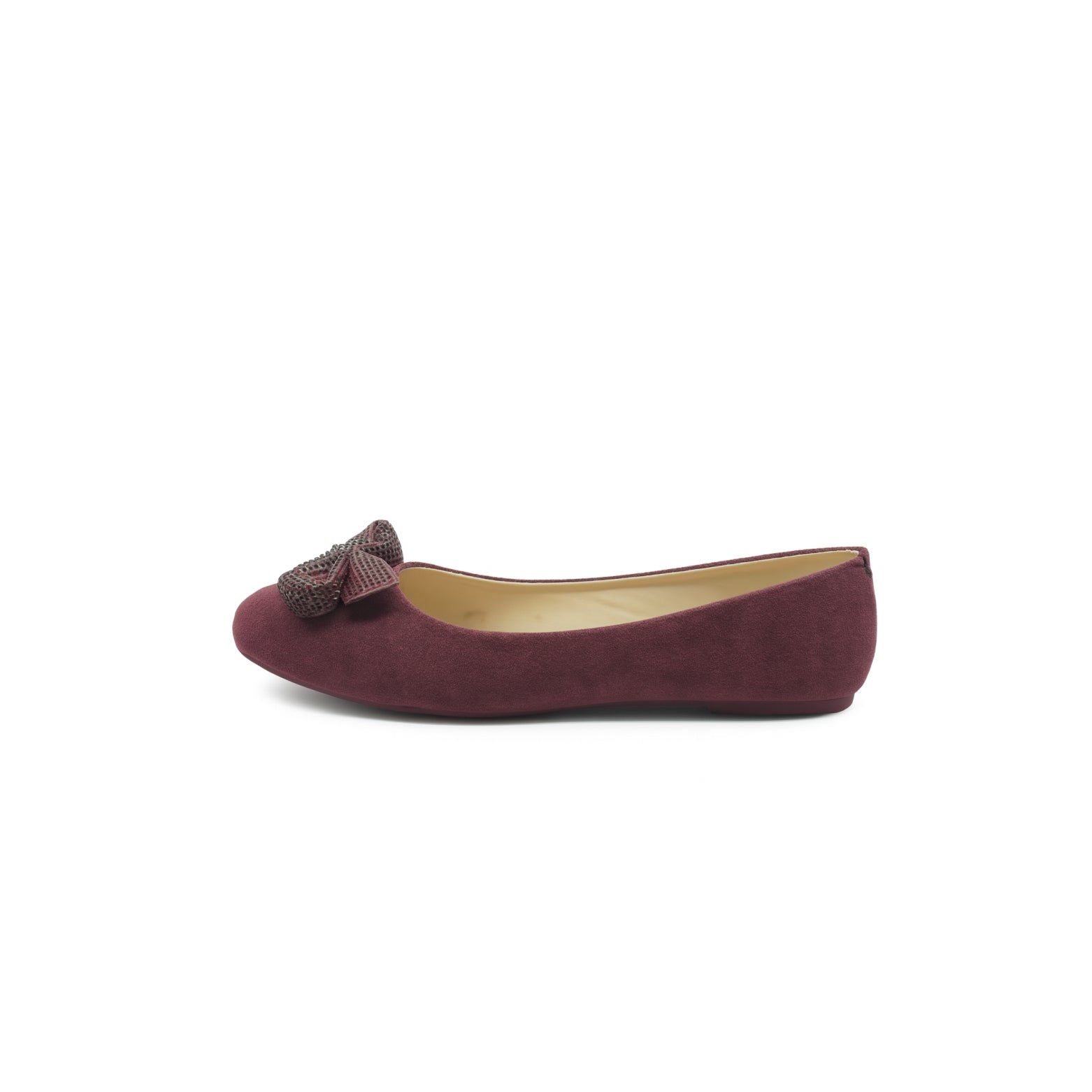 Maroon Bow Suede Flats 195