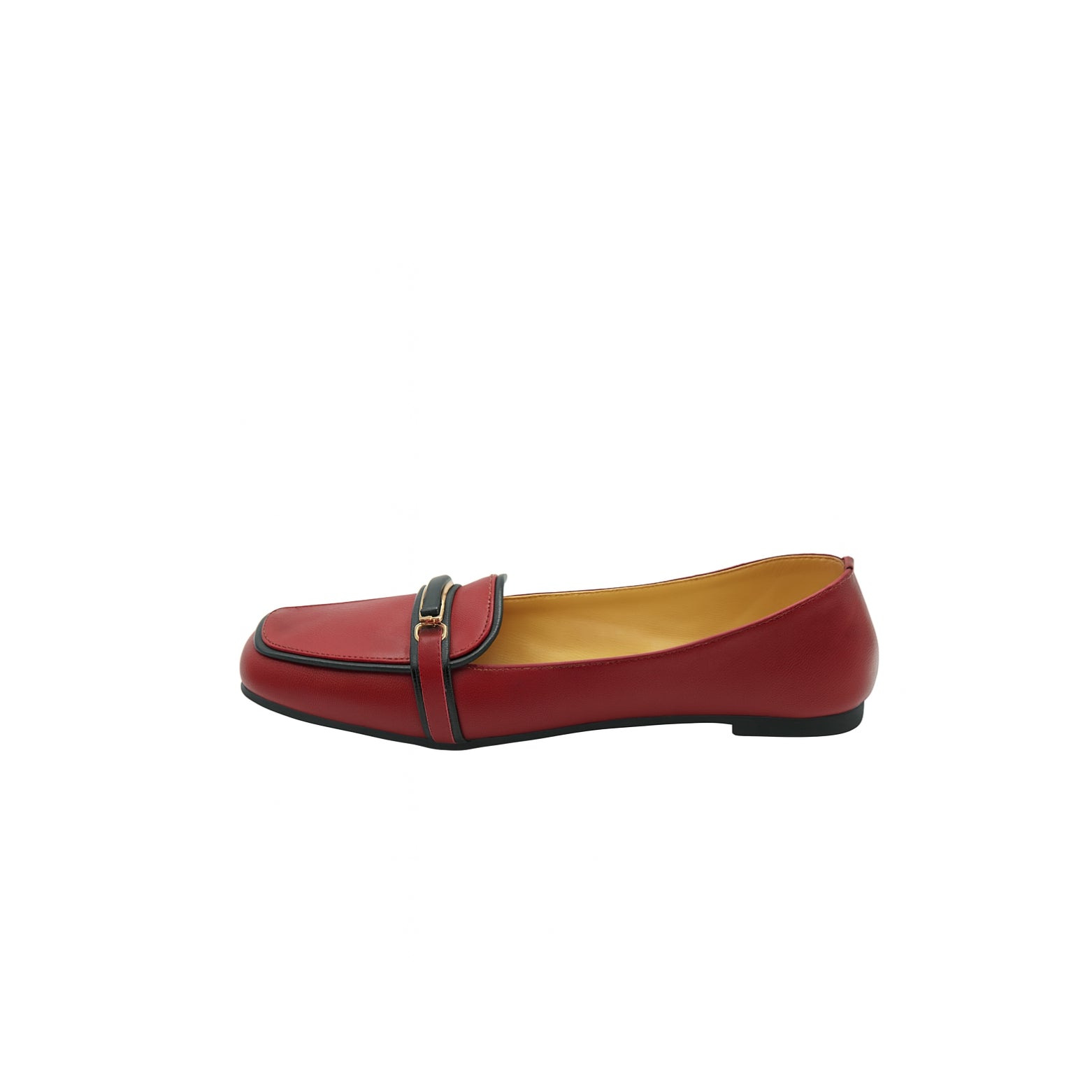 Red Classic Loafer Flats with Buckle 191