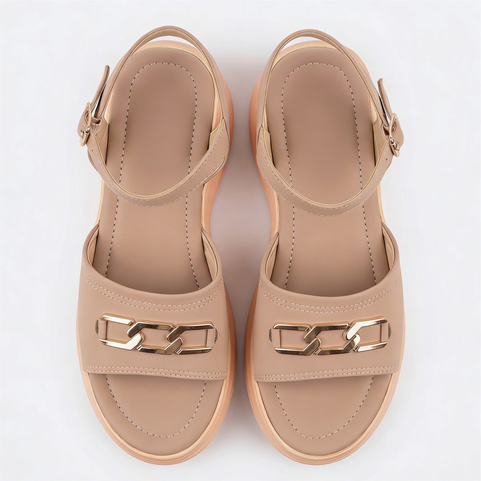 Chic Chain Strap Wedge Sandals 10001