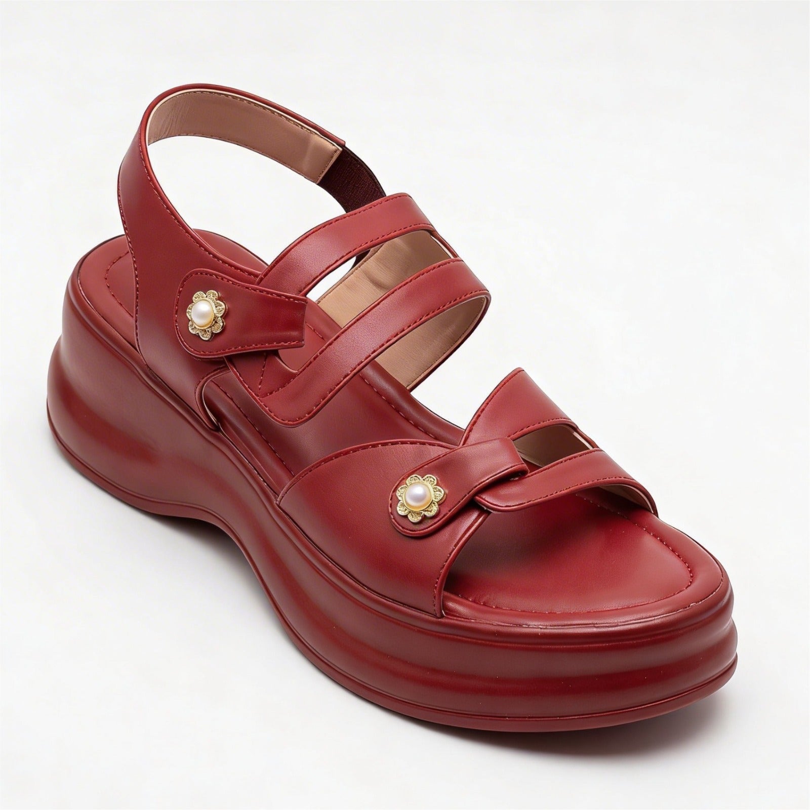 Royal Pearl Strap Wedge Sandals 10007