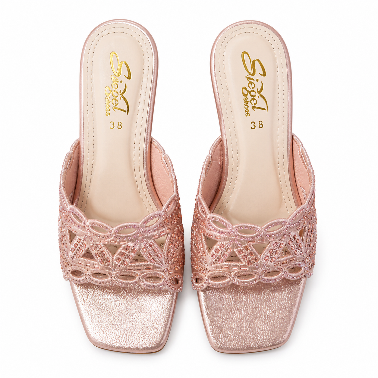 Blush Elegance Beaded Heels