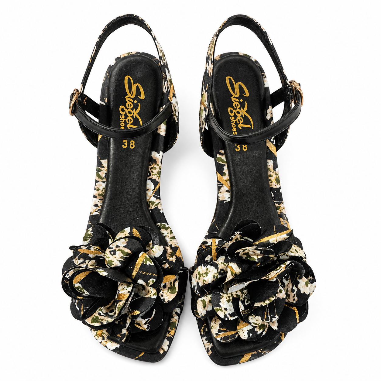 Midnight Bloom Floral Heels