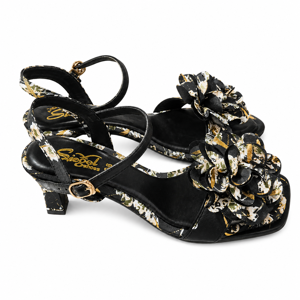 Midnight Bloom Floral Heels