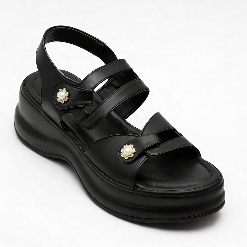 Royal Pearl Strap Wedge Sandals 10007