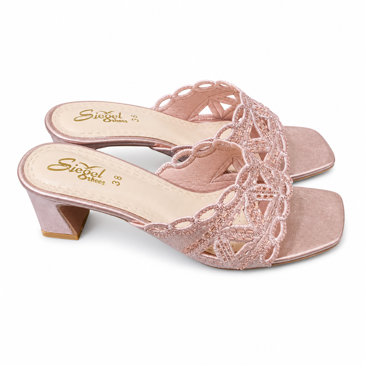 Blush Elegance Beaded Heels