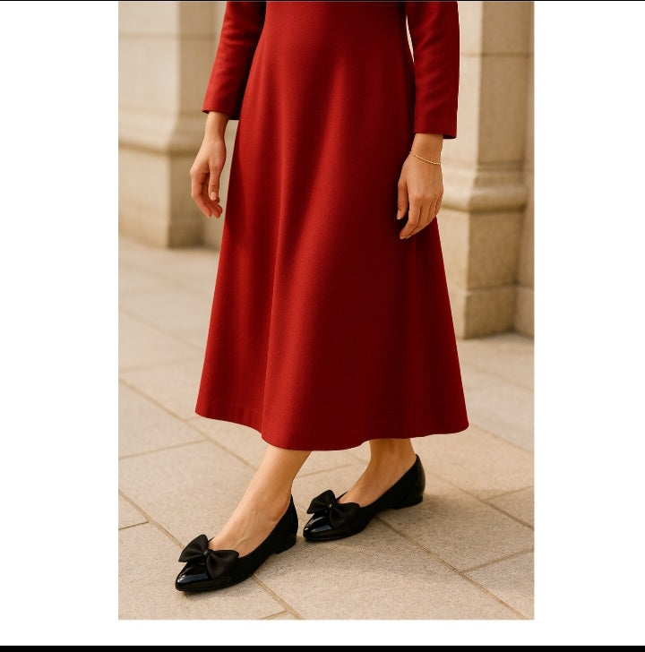 Black Floral Bow Flats K104