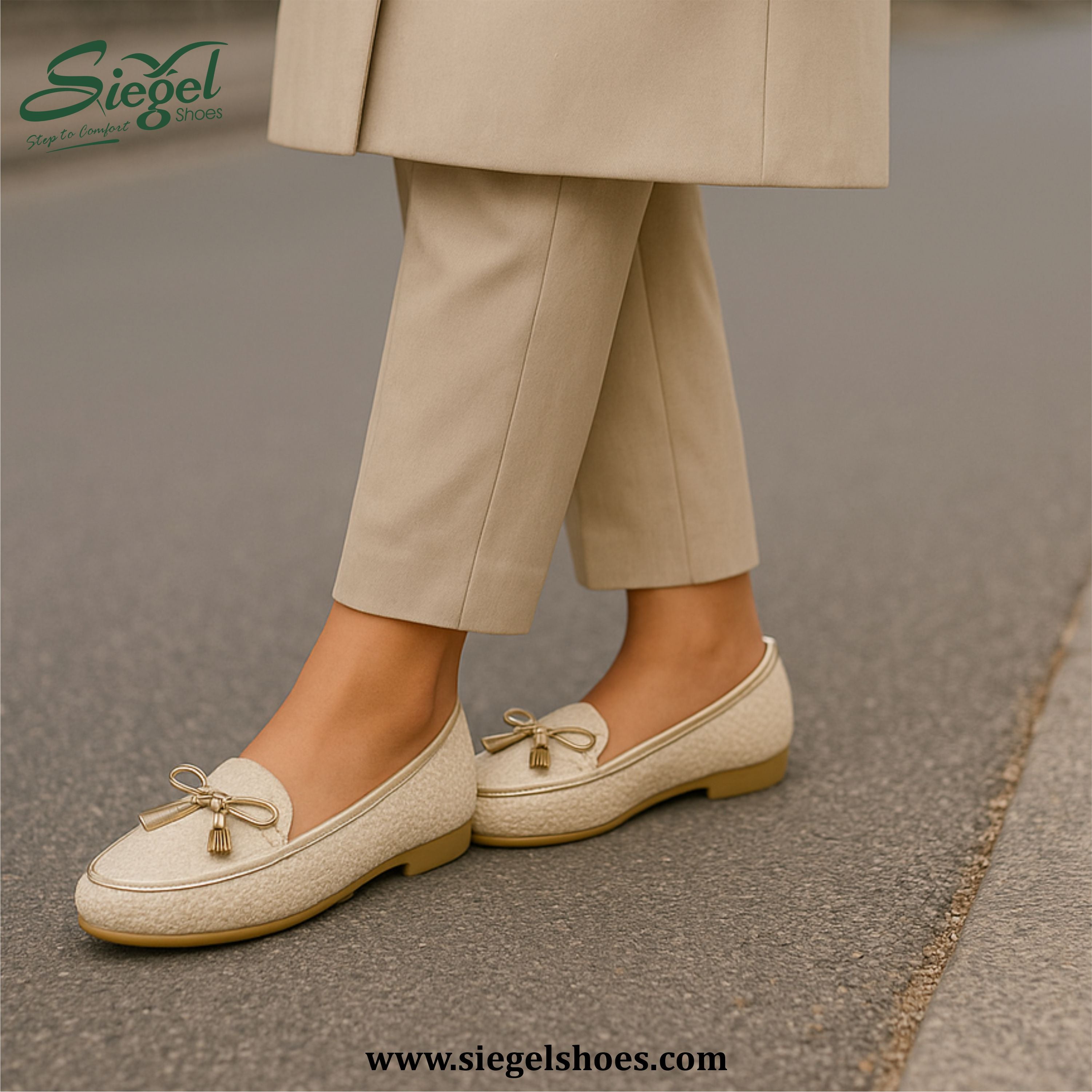 Beige Bow Flats 0163