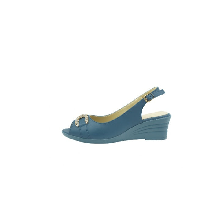 Dark grey wedge slingback Sandals with Crystal Buckle DG102