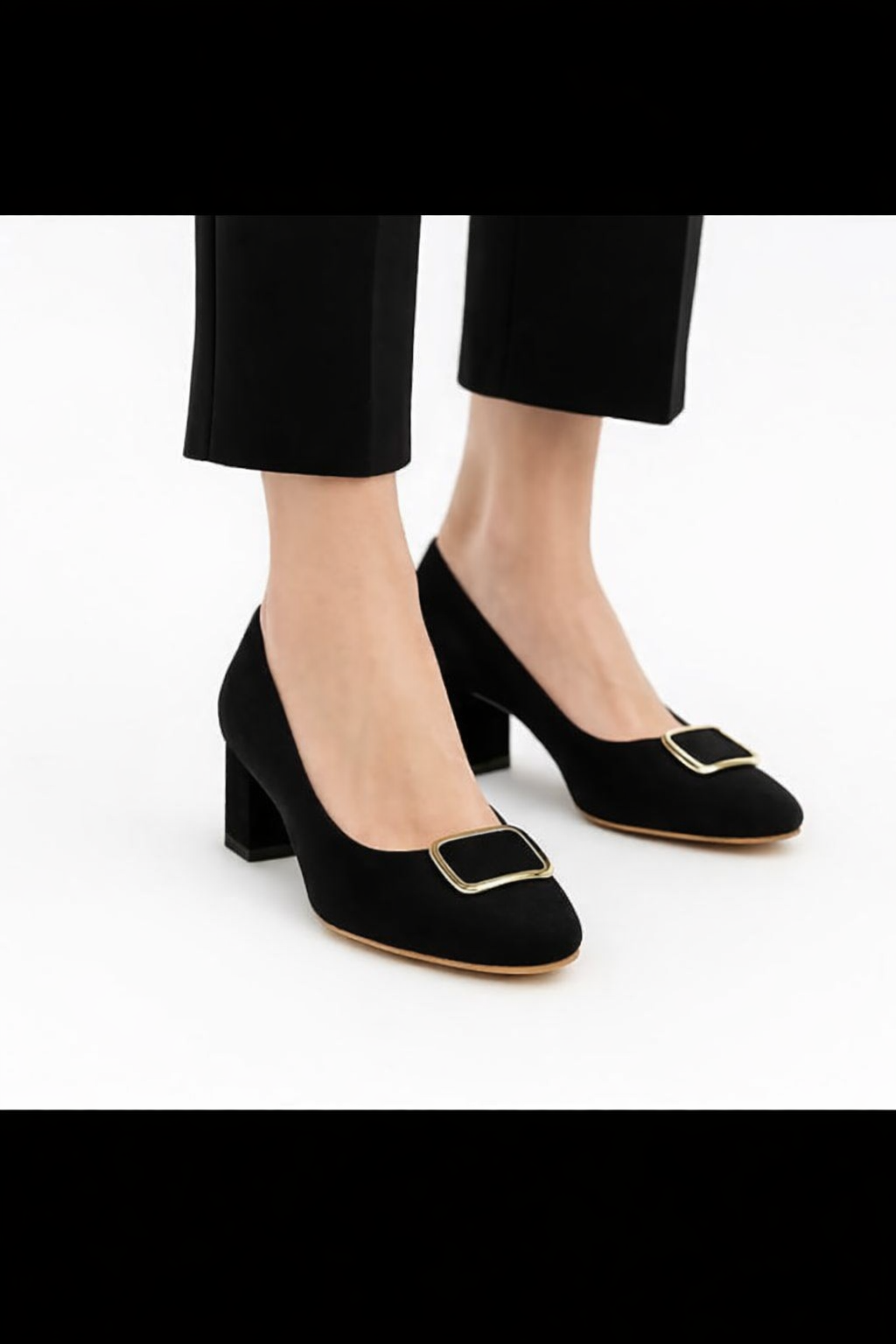 Elegant Black Block Heels K105