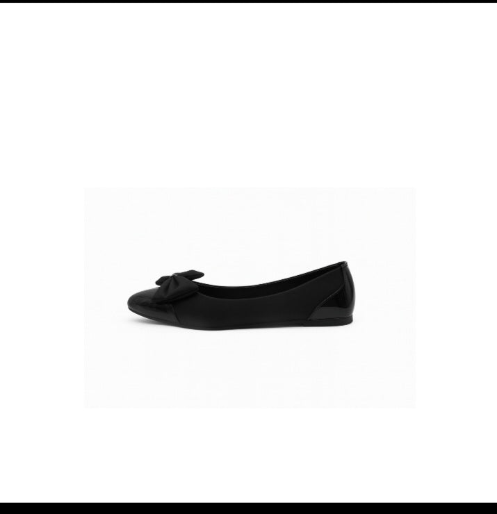 Black Floral Bow Flats K104