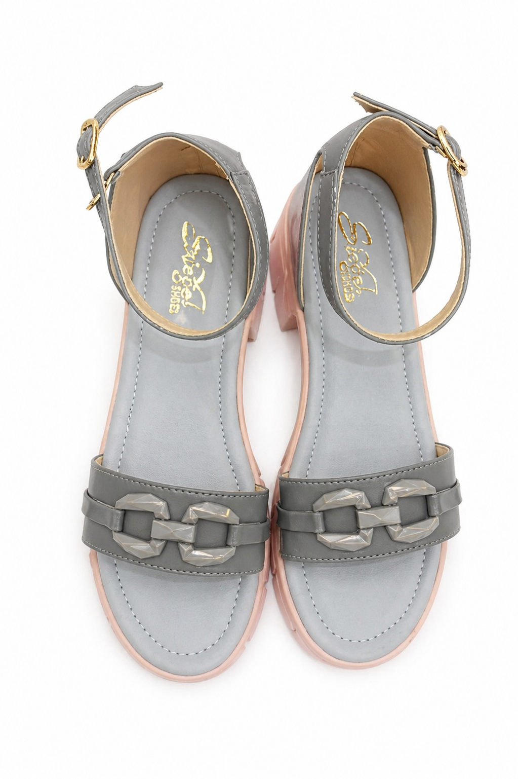 Grey chunky heels 10006
