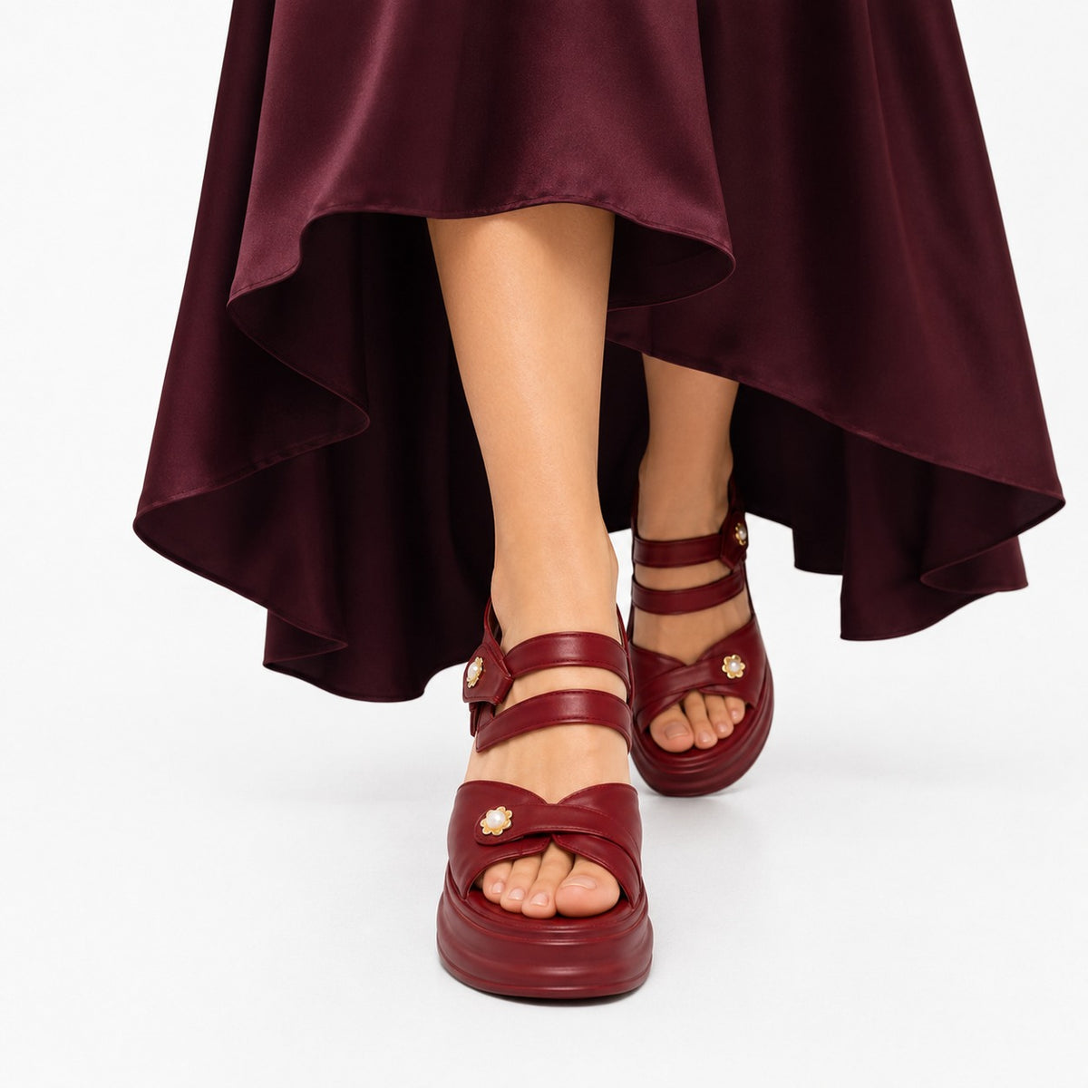 Royal Pearl Strap Wedge Sandals 10007