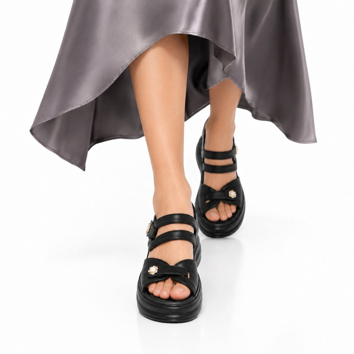 Royal Pearl Strap Wedge Sandals 10007