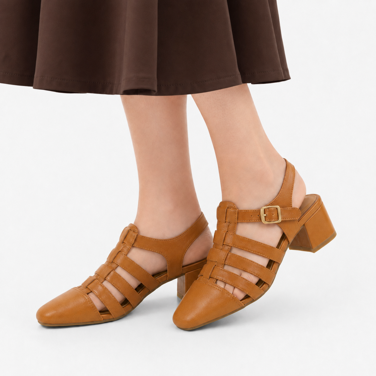 Mustard Strappy Block Heel Sandals MST47125
