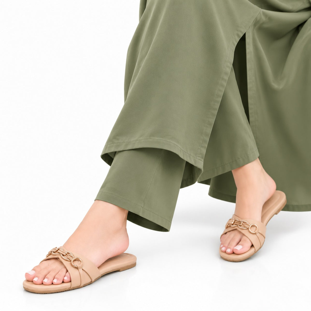 Golden Charm Nude Slide Slipper 10011