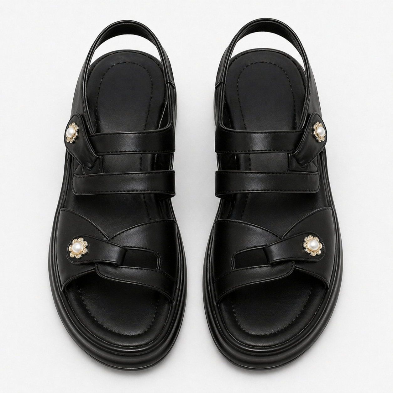 Royal Pearl Strap Wedge Sandals 10007