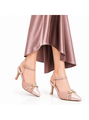 Elegant Blush Satin Heeled Sandal P0172