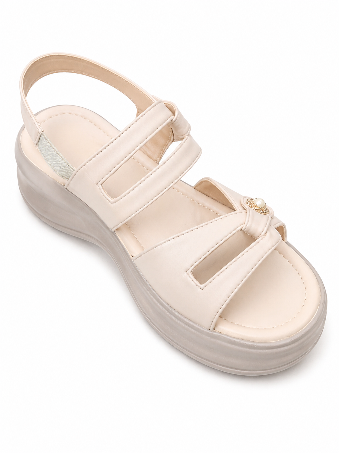 Elegant Strap Sandals Cream White 10007