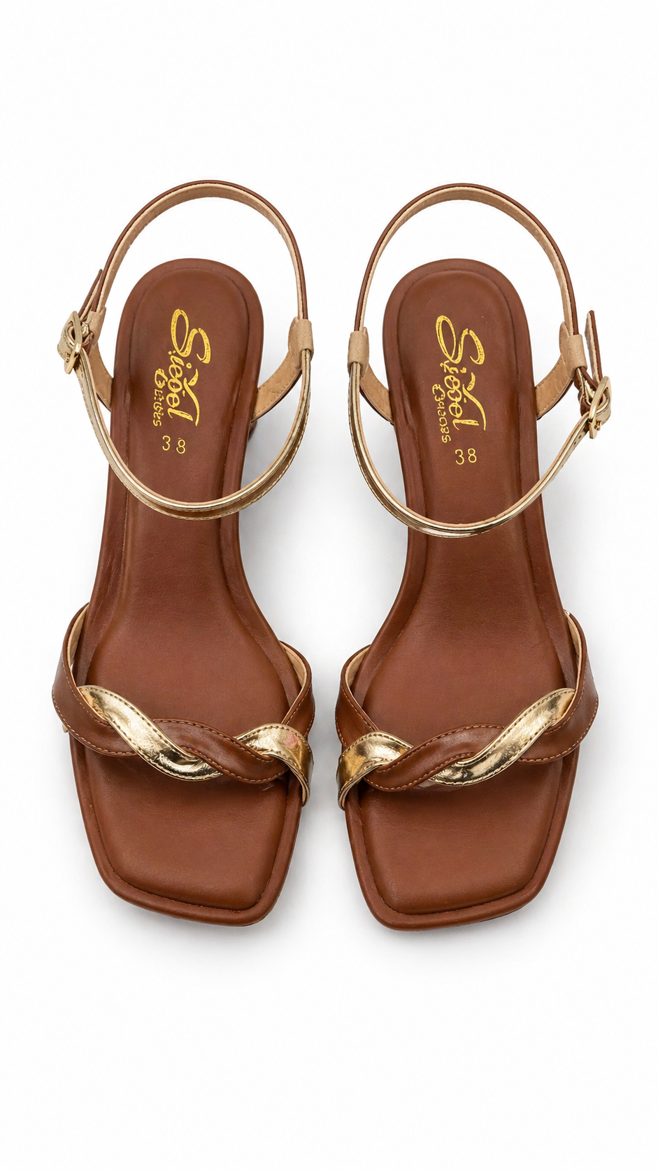 Golden Twist Heel Sandal – Coffee Brown