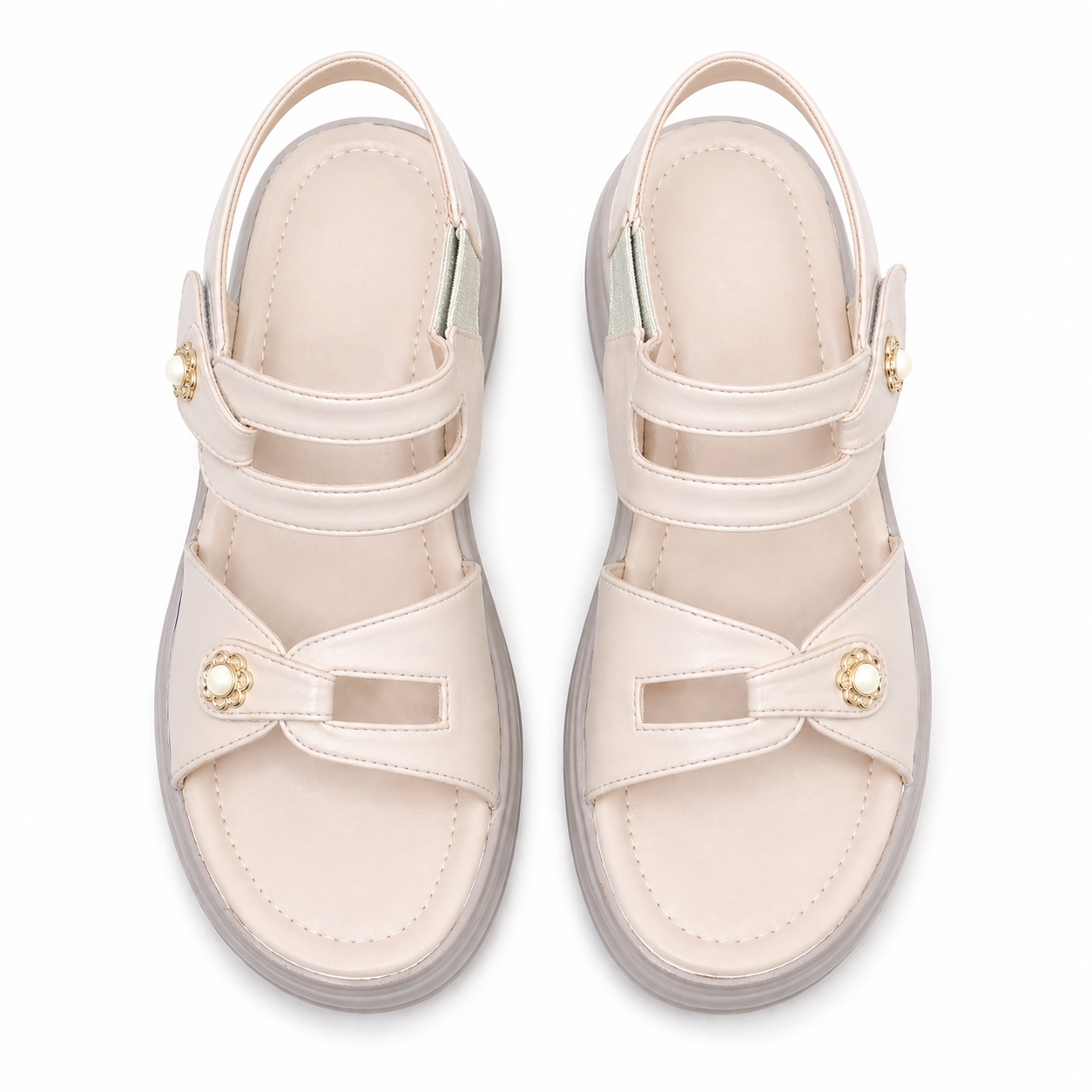 Elegant Strap Sandals Cream White 10007
