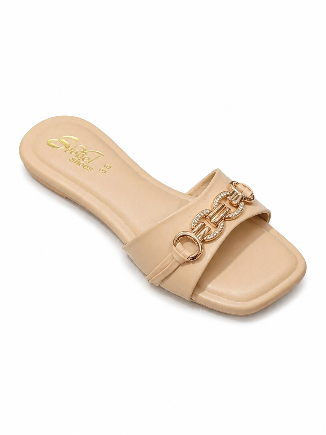 Golden Charm Nude Slide Sandal