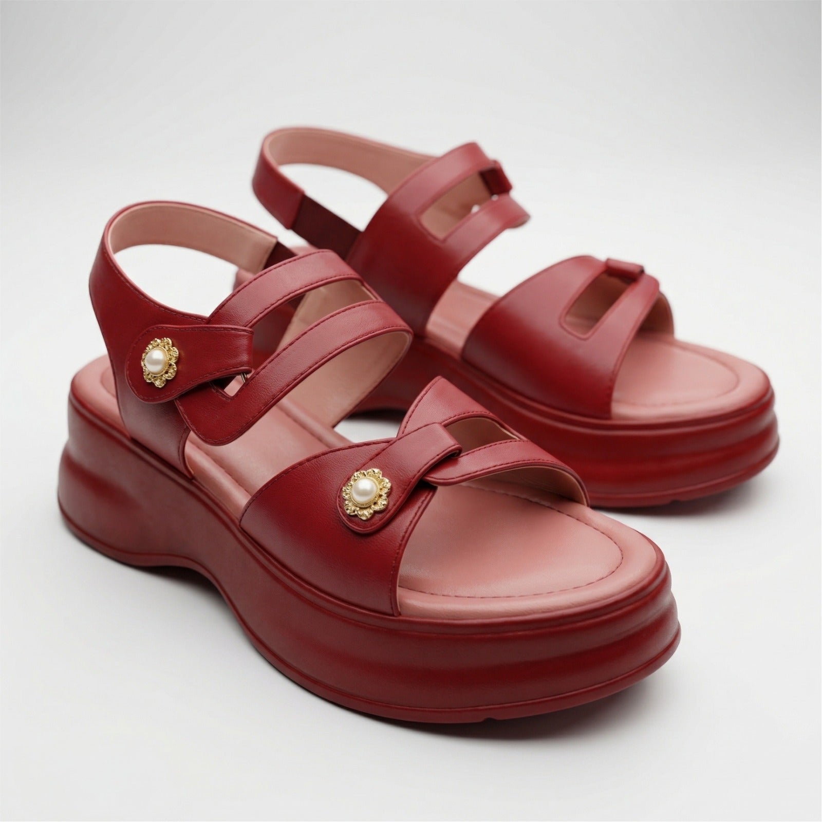 Royal Pearl Strap Wedge Sandals 10007