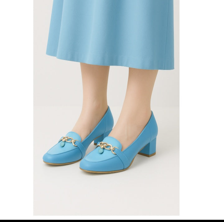 Sky Blue Block Heels SK106