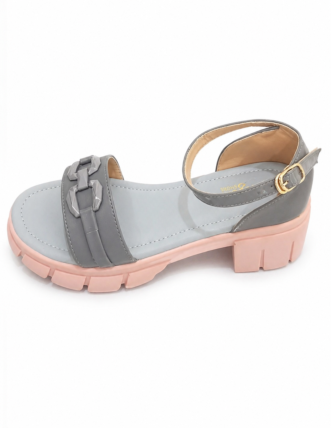 Grey chunky heels 10006