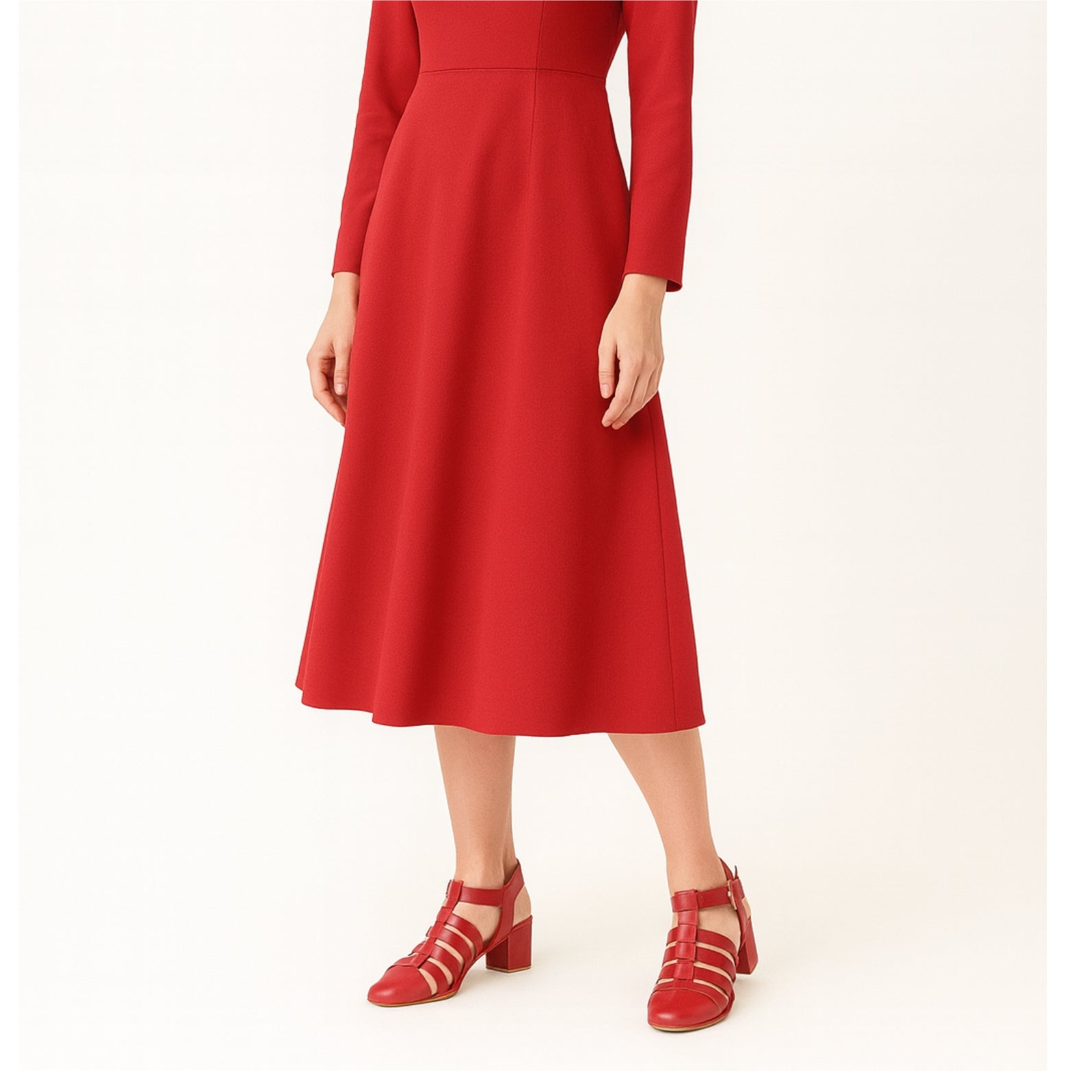 Red Strappy Block Heel Sandals47125