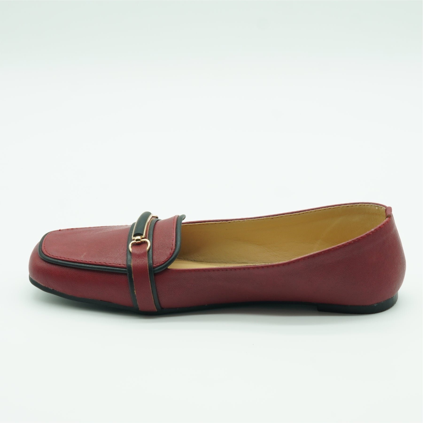 Red Classic Loafer Flats with Buckle 191