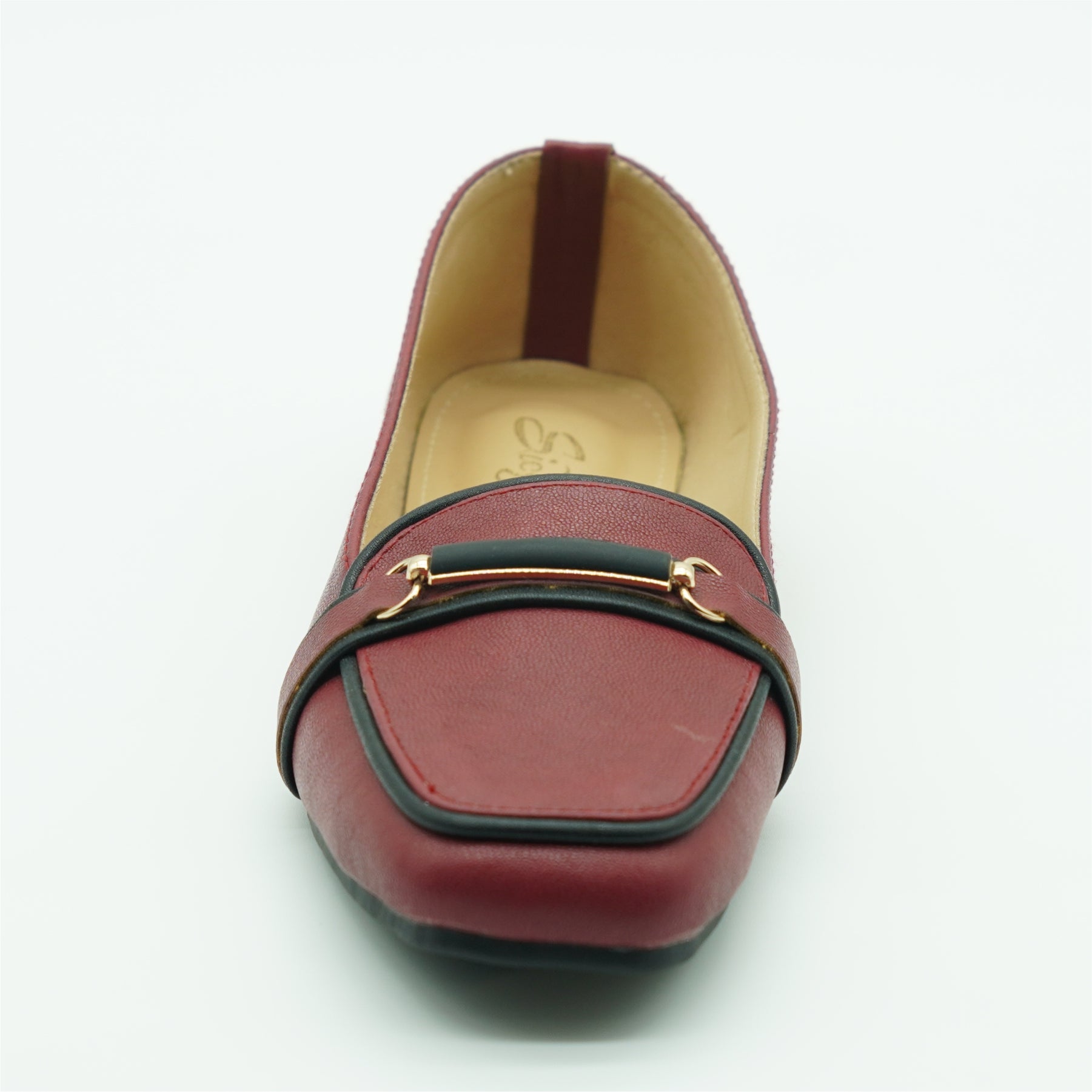 Red Classic Loafer Flats with Buckle 191