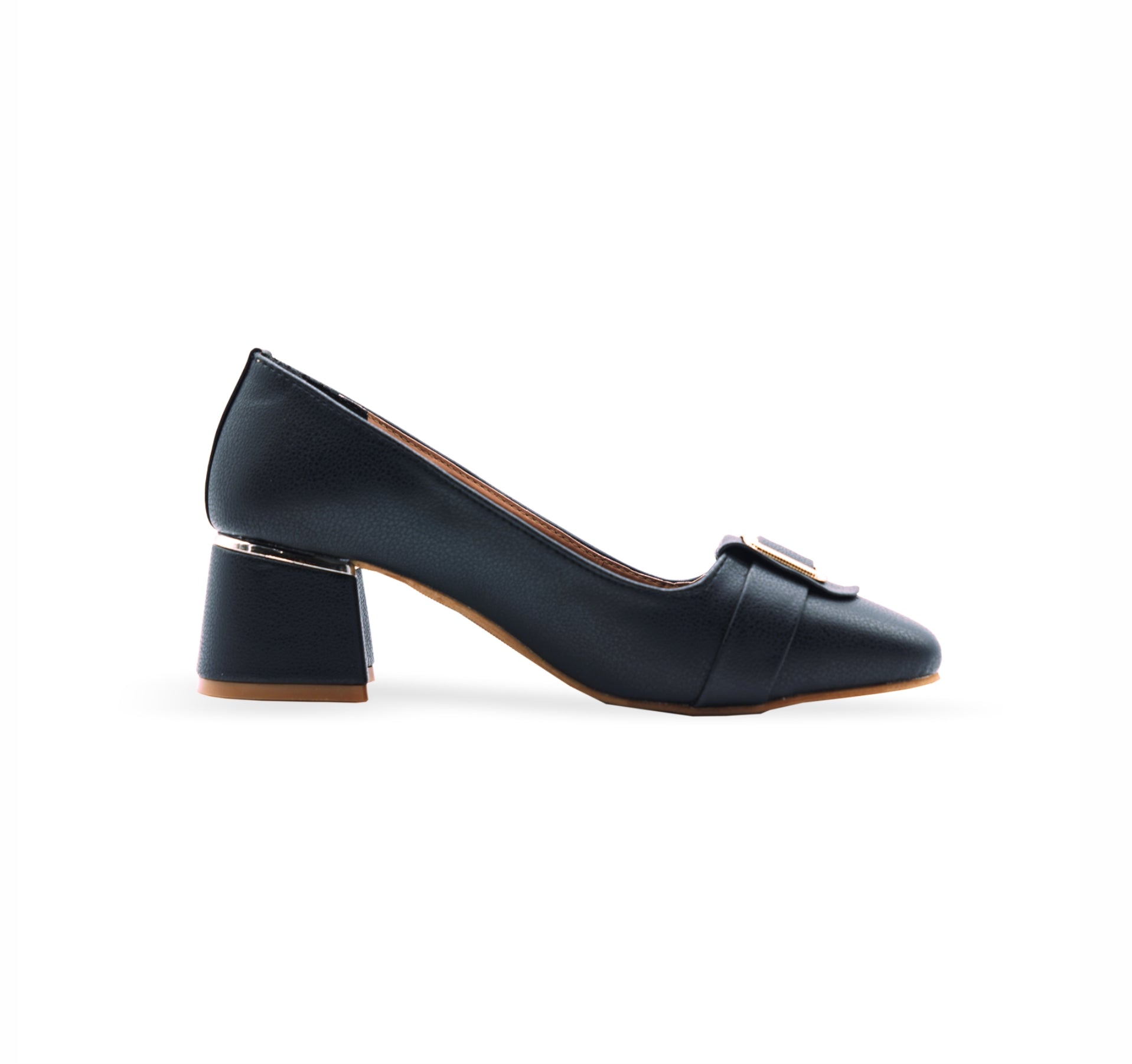 Elegant Block Heel Pumps – Black 4712
